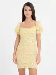 Желтый платье летнее мини жатка