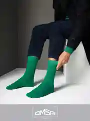 Лесной зеленый носки мужские OMSA ECO 401 Colors высокие длинные из хлопка, набор 5 пар