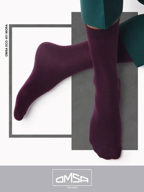 Бордовый носки мужские OMSA ECO 401 Colors высокие длинные из хлопка, набор 5 пар