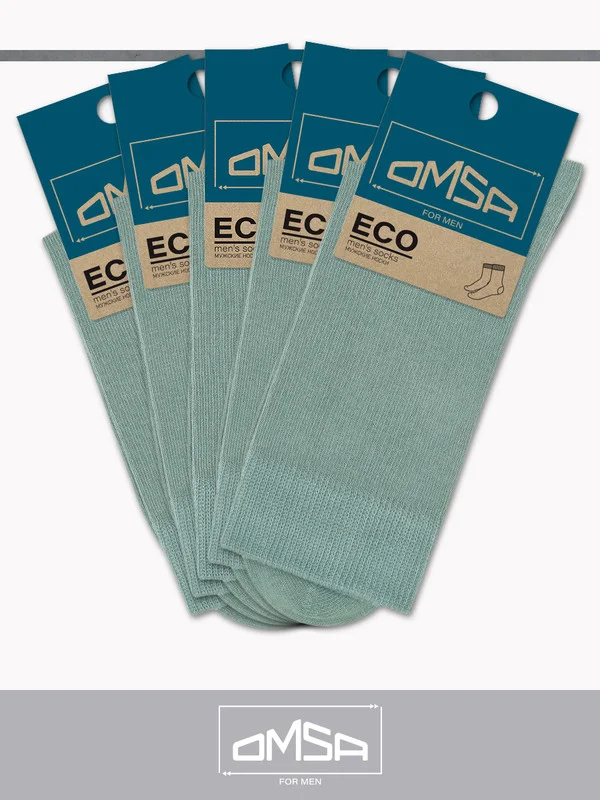 Зеленый носки мужские OMSA ECO 401 Colors высокие длинные из хлопка, набор 5 пар
