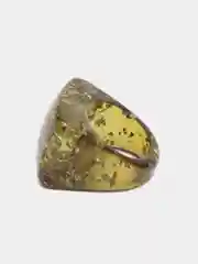 Зеленый кольцо акриловое крупная печатка Поталь DH (размер 18,5)