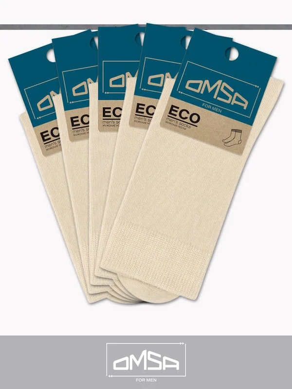 Светло-коричневый носки мужские OMSA ECO 401 Colors высокие длинные из хлопка, набор 5 пар