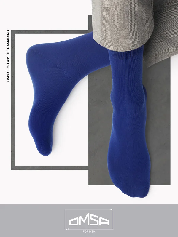 Индиго носки мужские OMSA ECO 401 Colors высокие длинные из хлопка, набор 5 пар