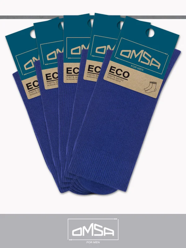Индиго носки мужские OMSA ECO 401 Colors высокие длинные из хлопка, набор 5 пар
