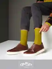 Оливковый носки мужские OMSA ECO 401 Colors высокие длинные из хлопка, набор 5 пар