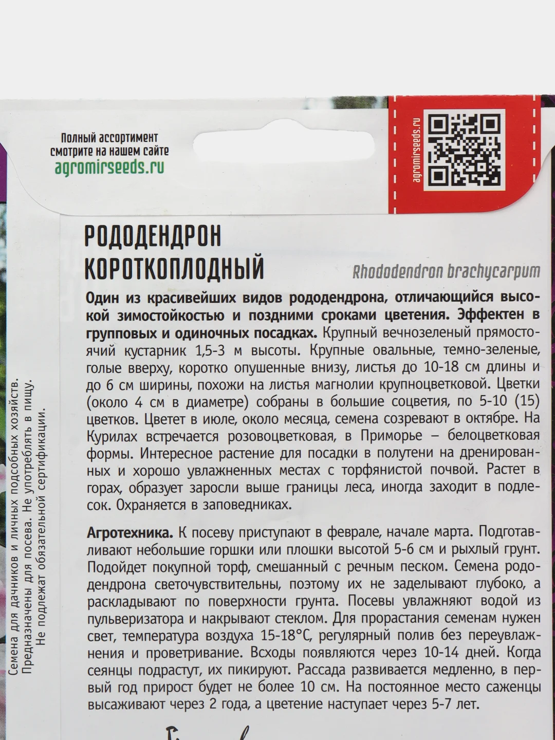 Рододендрон Короткоплодный (семена, цветы)