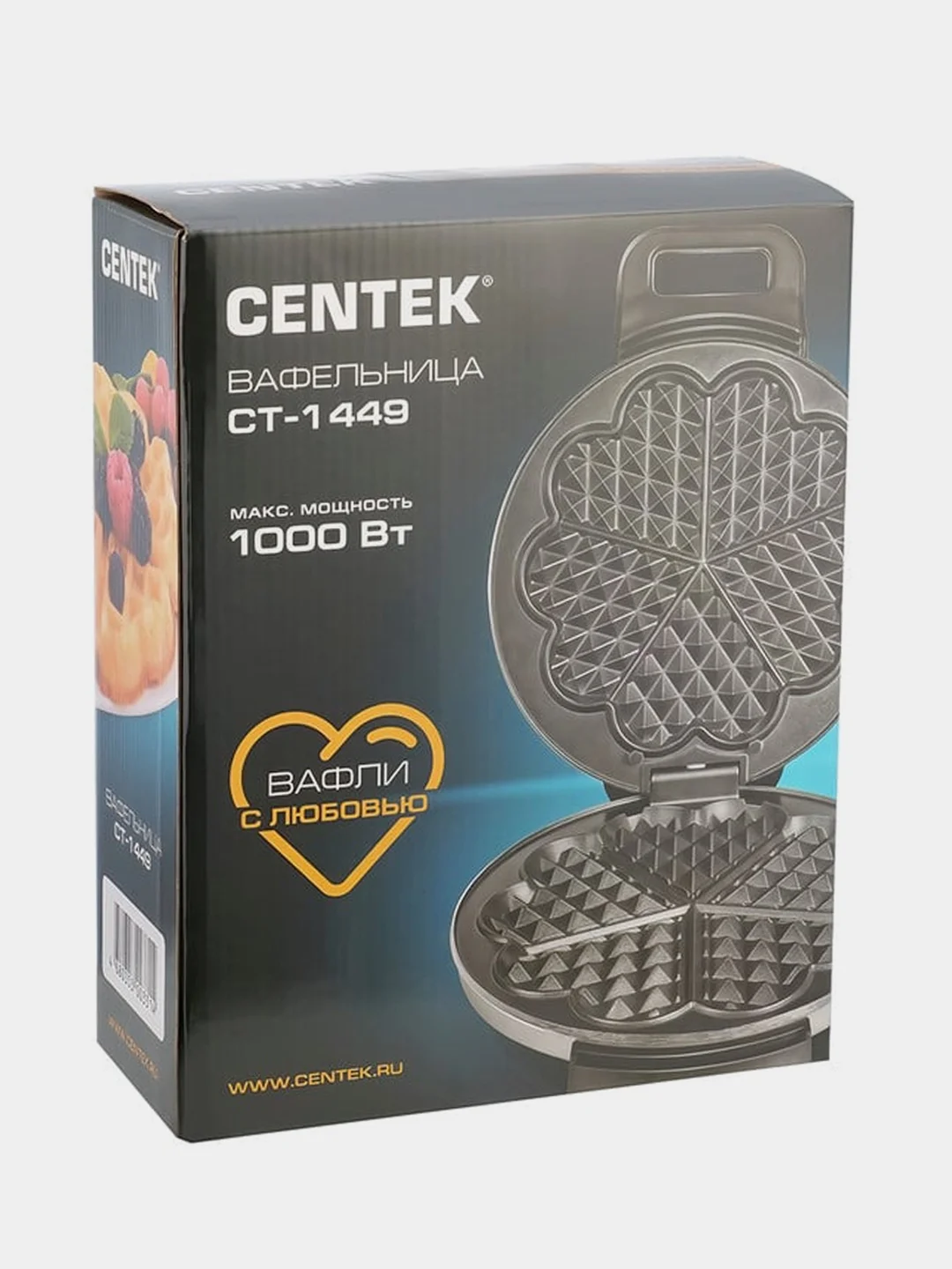 Вафельница Centek CT-1449, 1000 Вт, венские вафли, 5 сердец, D=187 мм