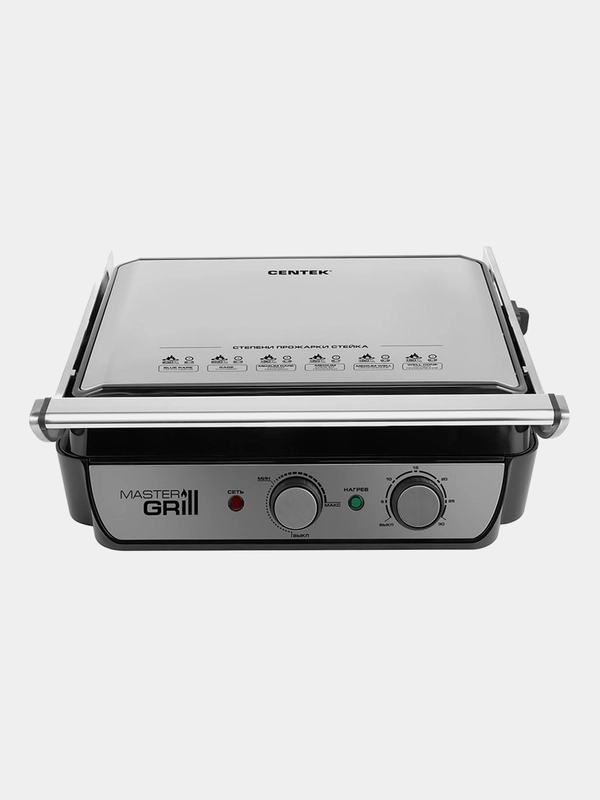 Контактный гриль Centek CT-1466, 2000 Вт, 340x230 мм, раскрытие на 180, таймер