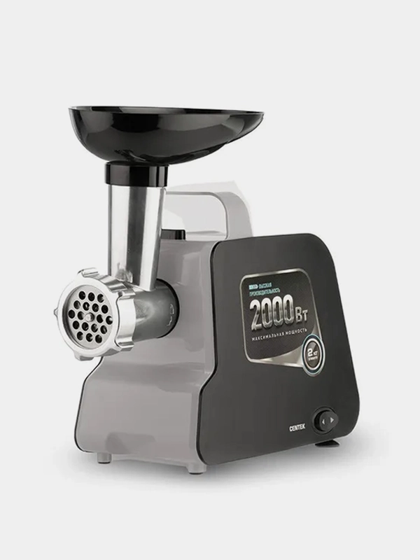 Мясорубка Centek CT-1603, черный, 2000 Вт, реверс, нож из литой стали, открытая ручка