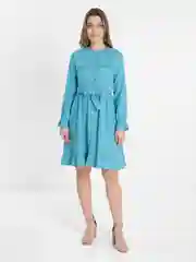 Мятный платье женское с поясом, миди, вельвет