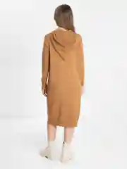 Терракотовый трикотажное платье - худи, прямое, с капюшоном