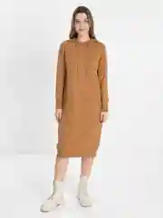 Терракотовый трикотажное платье - худи, прямое, с капюшоном