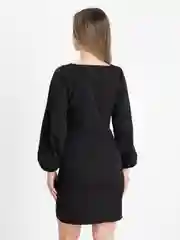 Черный платье мини женское, с разрезом