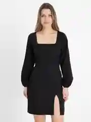 Черный платье мини женское, с разрезом