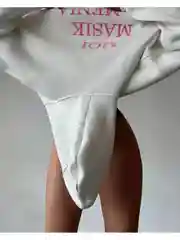 Белый худи женское оверсайз с капюшоном Мой масик за меня разрулит
