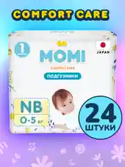 MOMI COMFORT CARE подгузники для новорожденных NB до 5кг, 24шт