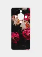Кораллово-розовый силиконовый чехол на Honor X9B / Хонор X9B прозрачный, с рисунком, защита камеры