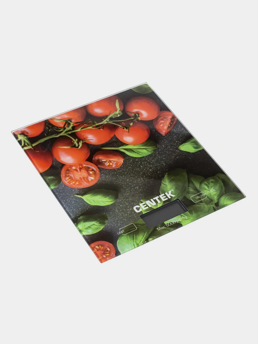 Весы кухонные Centek CT-2462, электронные, стеклянные, LCD, до 5 кг, шаг 1 г