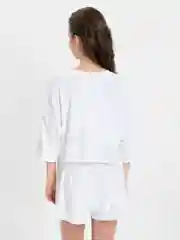 Белый пижама женская с шортами в рубчик, костюм домашний, спортивный