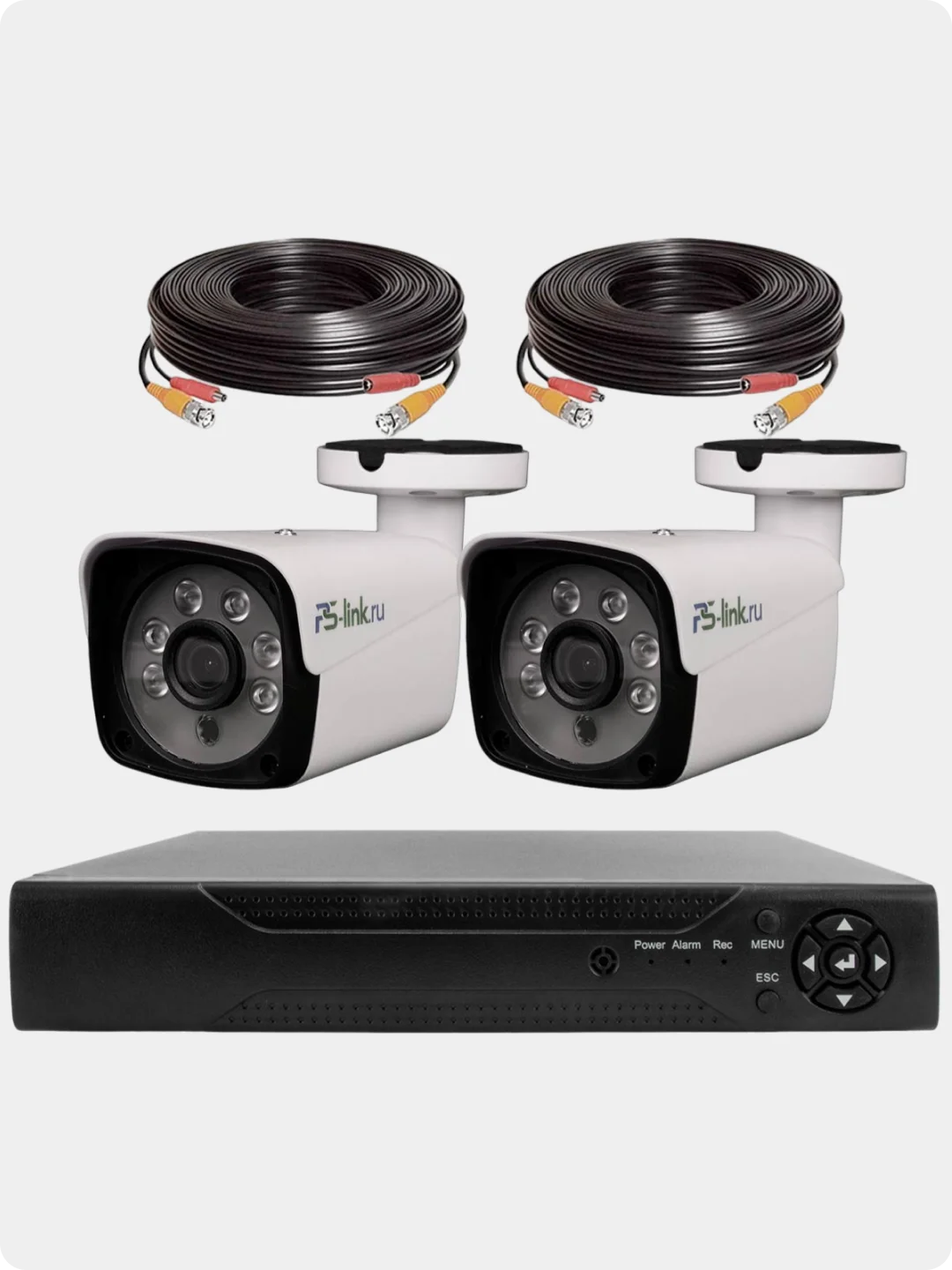Комплект видеонаблюдения AHD 2Мп Ps-Link KIT-C202HD, 2 камеры для улицы