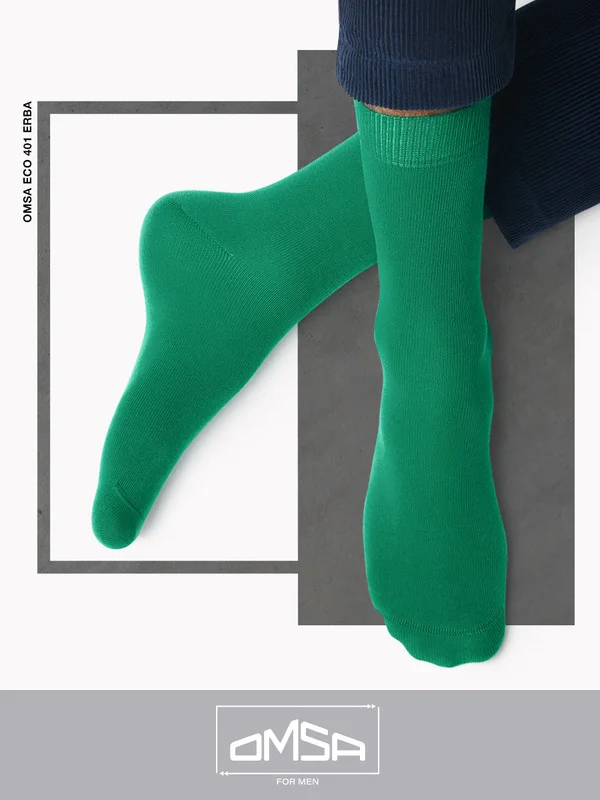 Разноцветный носки мужские OMSA ECO 401 Colors высокие длинные из хлопка набор 5 пар