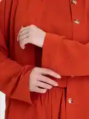Оранжевый костюм летний женский: рубашка, шорты, майка