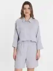 Серый меланж рубашка с шортами