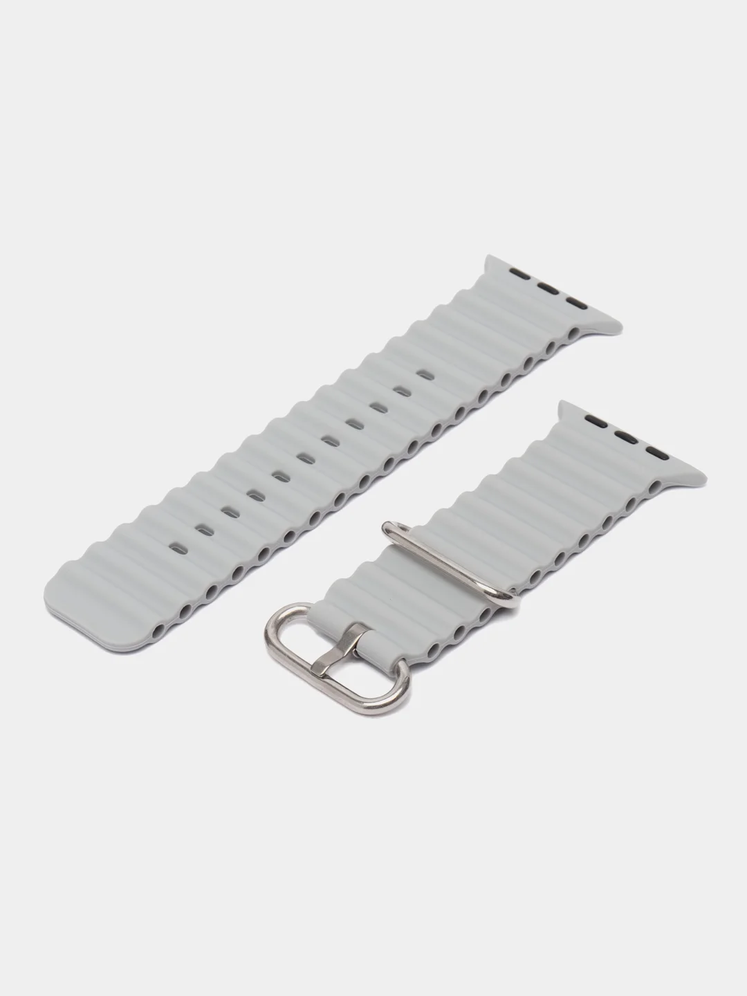 Серебряный ремешок силиконовый для смарт-часов Apple Watch X8 Ultra, X8 Pro, Dt No 1, 42-44-45-49мм