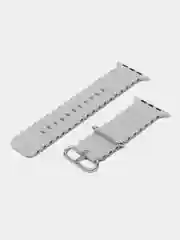 Серебряный ремешок силиконовый для смарт-часов Apple Watch X8 Ultra, X8 Pro, Dt No 1, 42-44-45-49мм