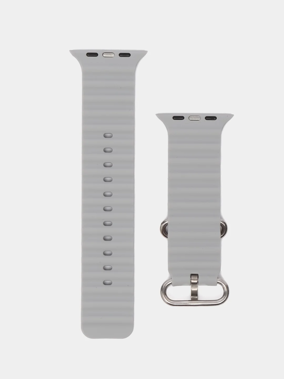 Серебряный ремешок силиконовый для смарт-часов Apple Watch X8 Ultra, X8 Pro, Dt No 1, 42-44-45-49мм