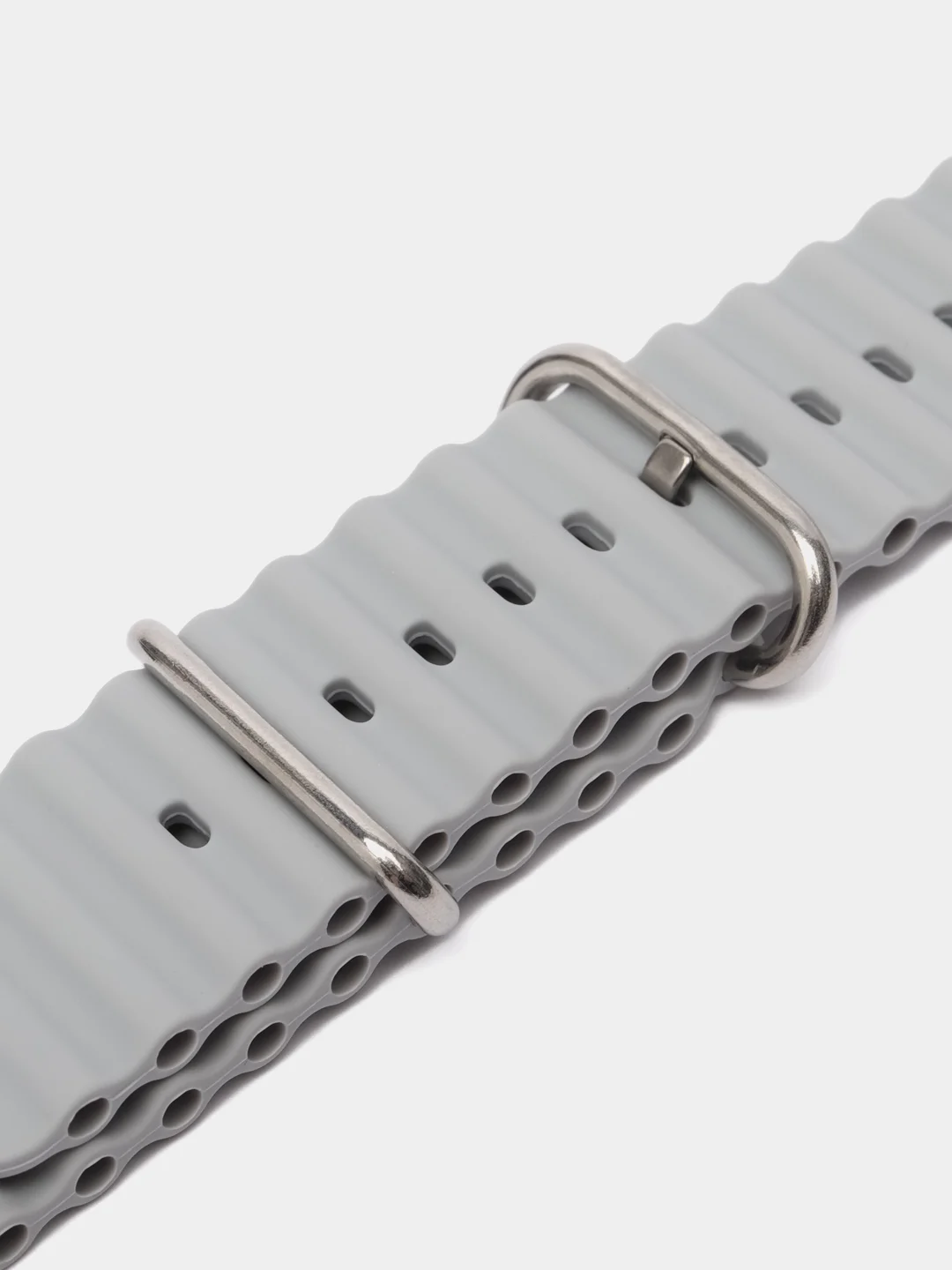 Серебряный ремешок силиконовый для смарт-часов Apple Watch X8 Ultra, X8 Pro, Dt No 1, 42-44-45-49мм