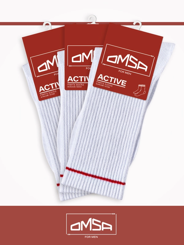 Носки мужские OMSA ACTIVE 115 высокие в рубчик набор 3 пары