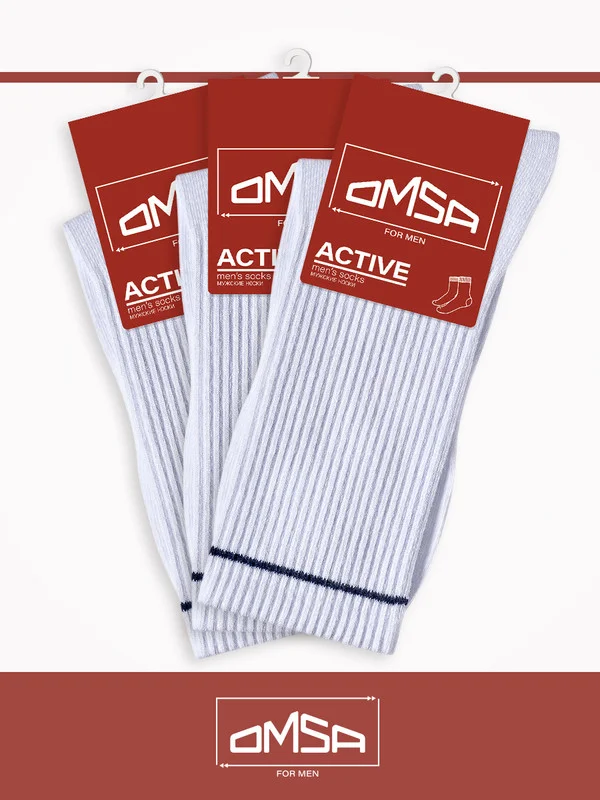 Разноцветный носки мужские OMSA ACTIVE 115 высокие в рубчик набор 3 пары