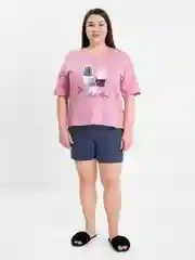 Розовый комплект домашний с шортами, для женщин