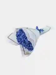 Синий букет роз из атласной ленты