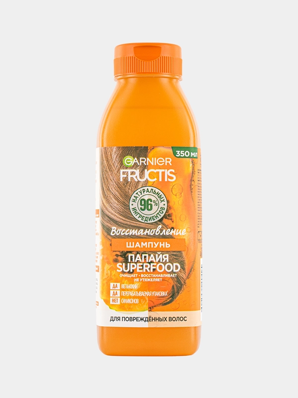 Garnier Fructis шампунь "Папайя Superfood Восстановление" для поврежденных волос, 350 мл