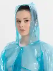 Синий дождевик п/э на кнопках