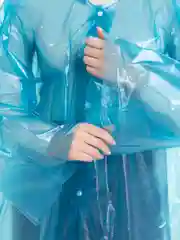Синий дождевик п/э на кнопках