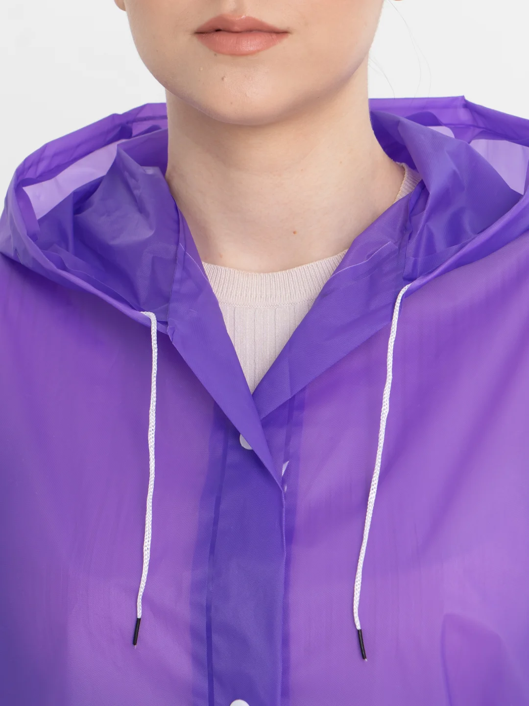 Фиолетовый дождевик с капюшоном, многоразовый UNISEX цвет белый,черный