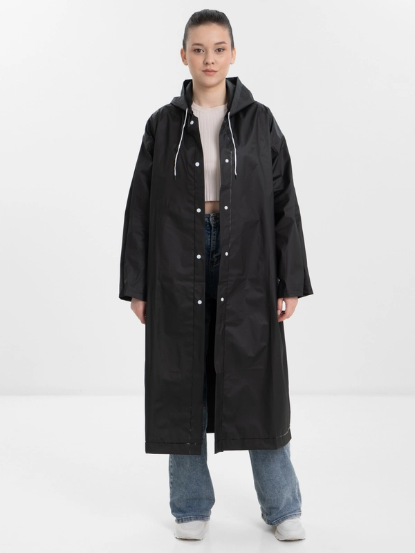 Дождевик с капюшоном, многоразовый UNISEX цвет белый,черный