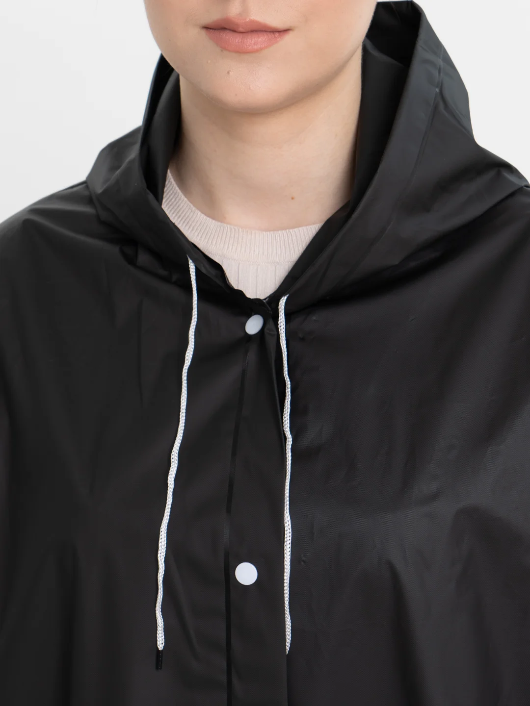 Фиолетовый дождевик с капюшоном, многоразовый UNISEX цвет белый,черный