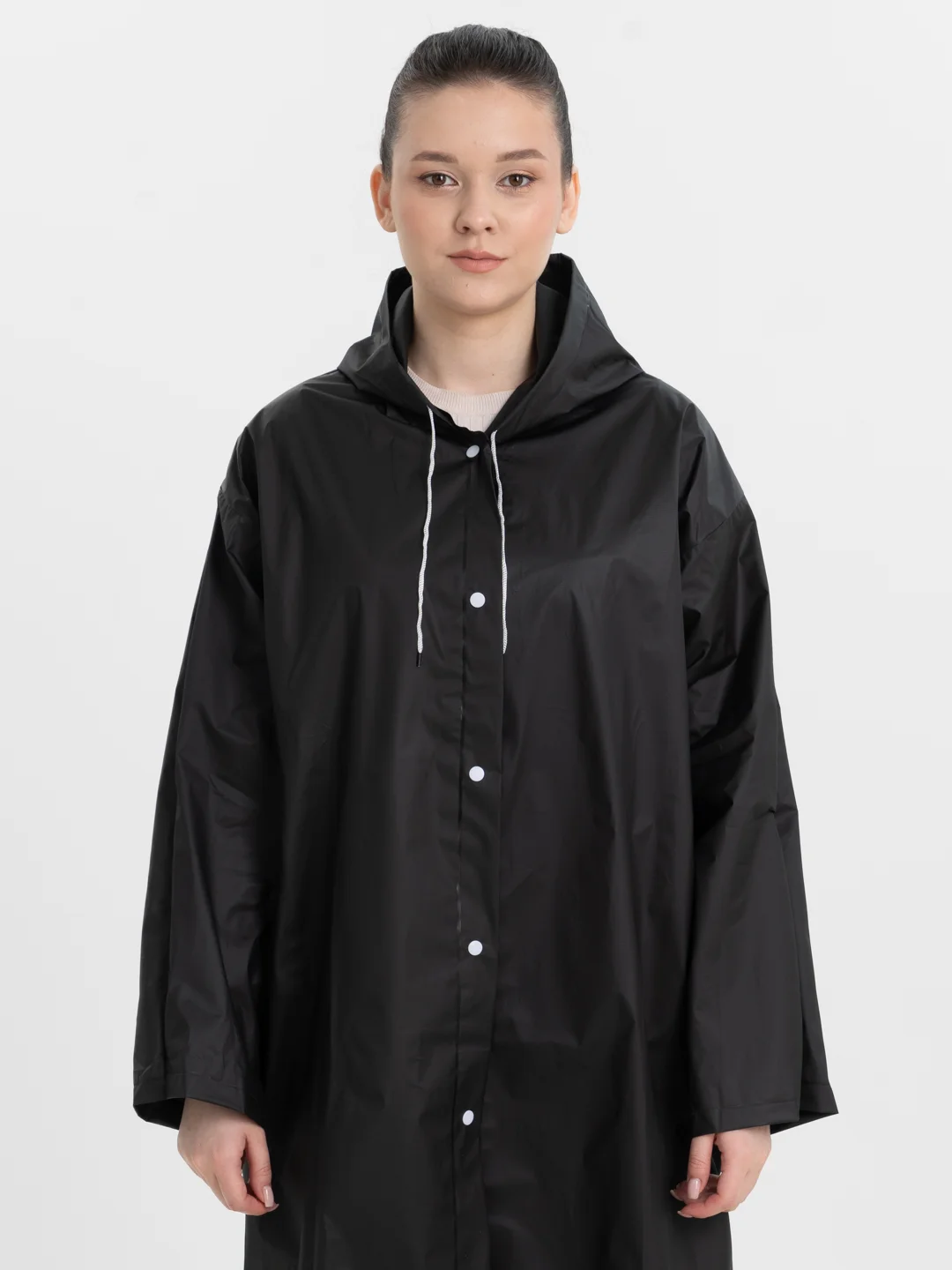 Фиолетовый дождевик с капюшоном, многоразовый UNISEX цвет белый,черный