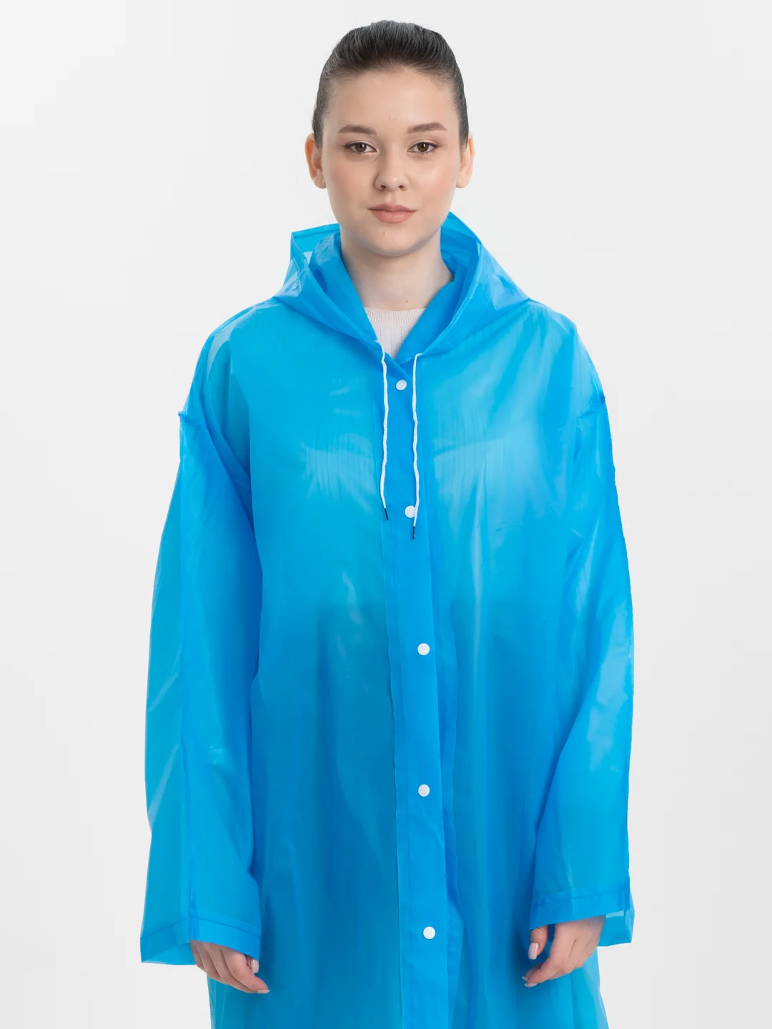 Синий дождевик с капюшоном, многоразовый UNISEX цвет белый,черный