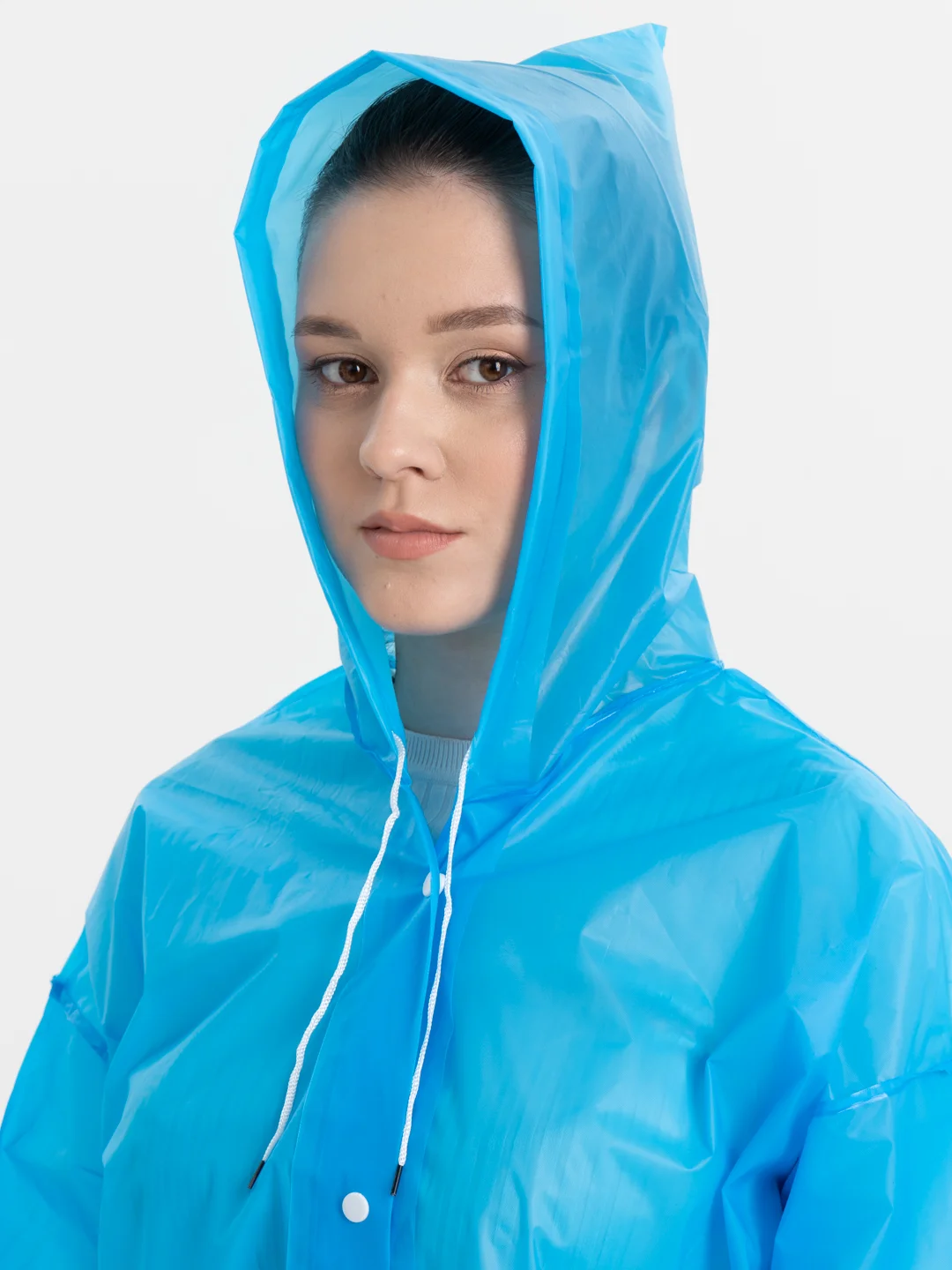Синий дождевик с капюшоном, многоразовый UNISEX цвет белый,черный