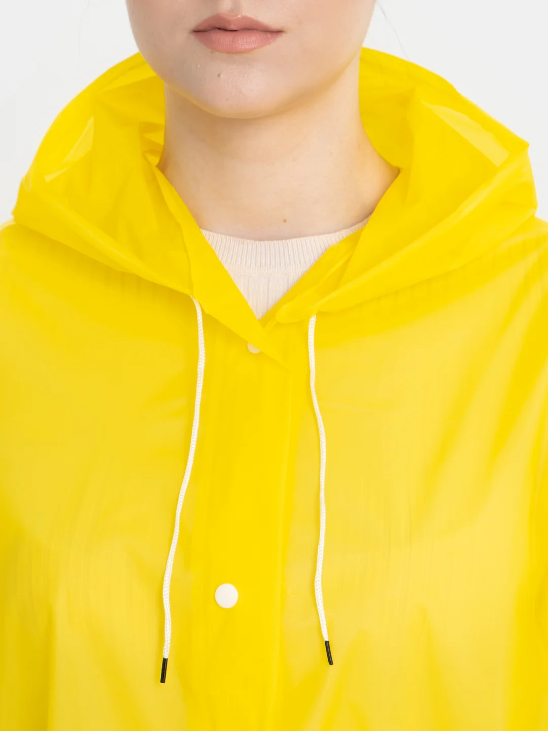 Желтый дождевик с капюшоном, многоразовый UNISEX цвет белый,черный