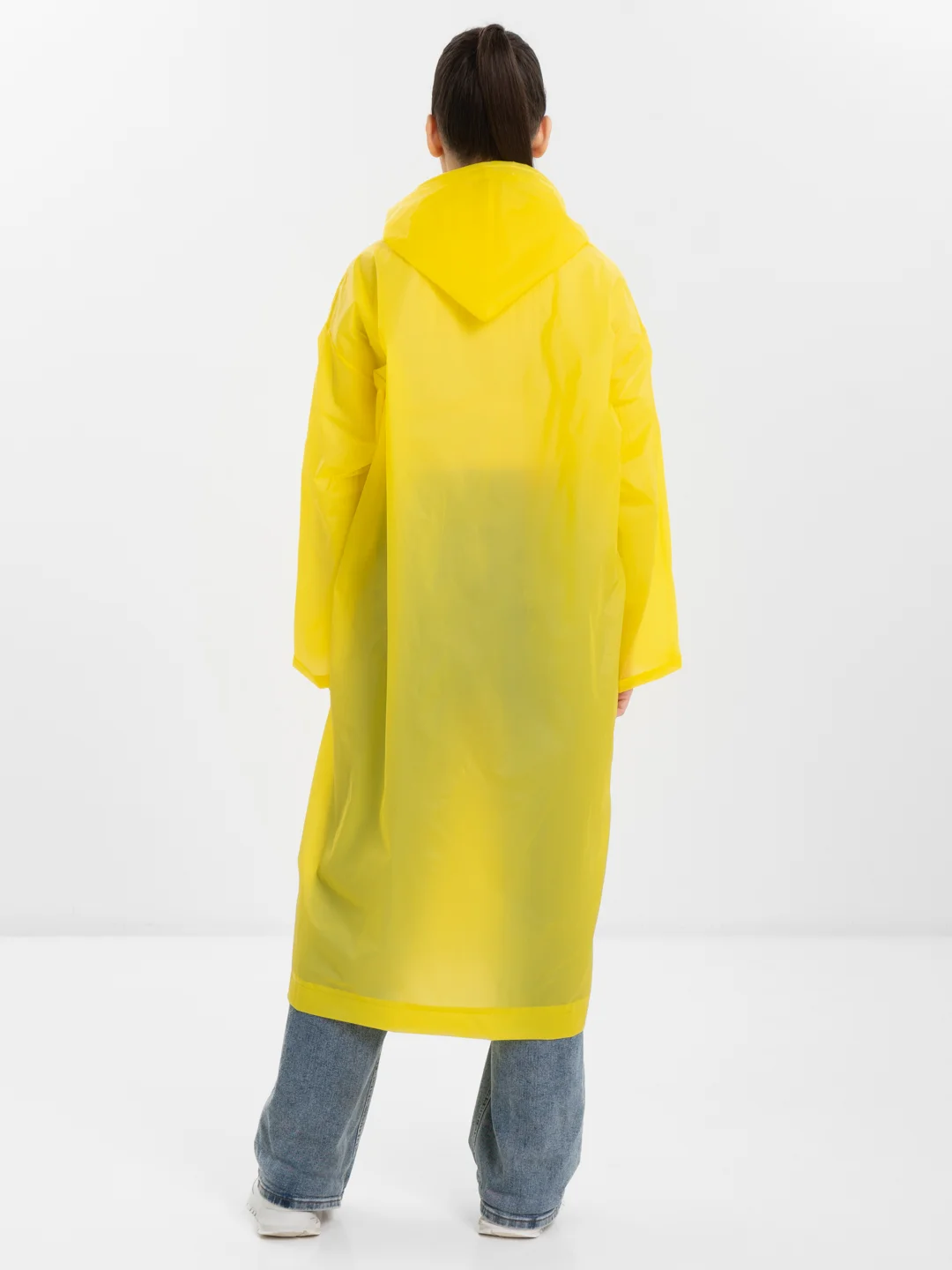 Желтый дождевик с капюшоном, многоразовый UNISEX цвет белый,черный