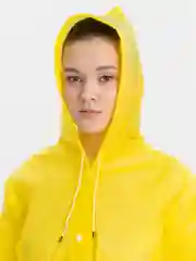 Желтый дождевик с капюшоном, многоразовый UNISEX цвет белый,черный