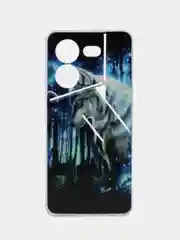 Синий силиконовый чехол на Tecno Pova 5 / Текно Пова 5 прозрачный, с рисунком, защита камеры
