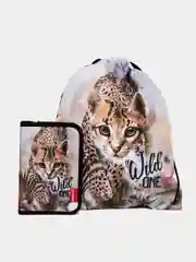 Бежевый рюкзак школьный ErichKrause 15L Wild Cat с мешком и пеналом 48459/1