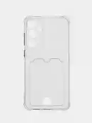 Прозрачный чехол для Samsung Galaxy S23 FE (Самсунг Гэлакси С23 ФЕ), с карманом для карт, прозрачный